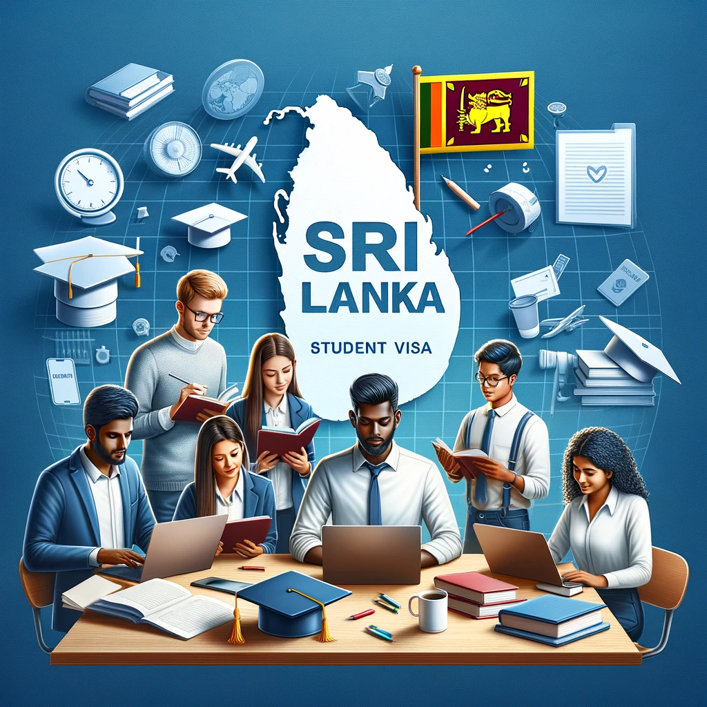DALL·E 2024-10-08 09.52.47 - A student-focused image for a Sri Lankan student visa website. The scene shows diverse international students studying at a desk with laptops and book